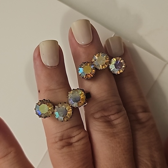 Vintage Austrian Cotton Candy Pink Blue Saphiret Like ZC Clip Earrings - Picture 3 of 7